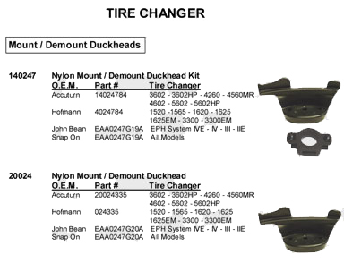 Tire changer adapter accessories